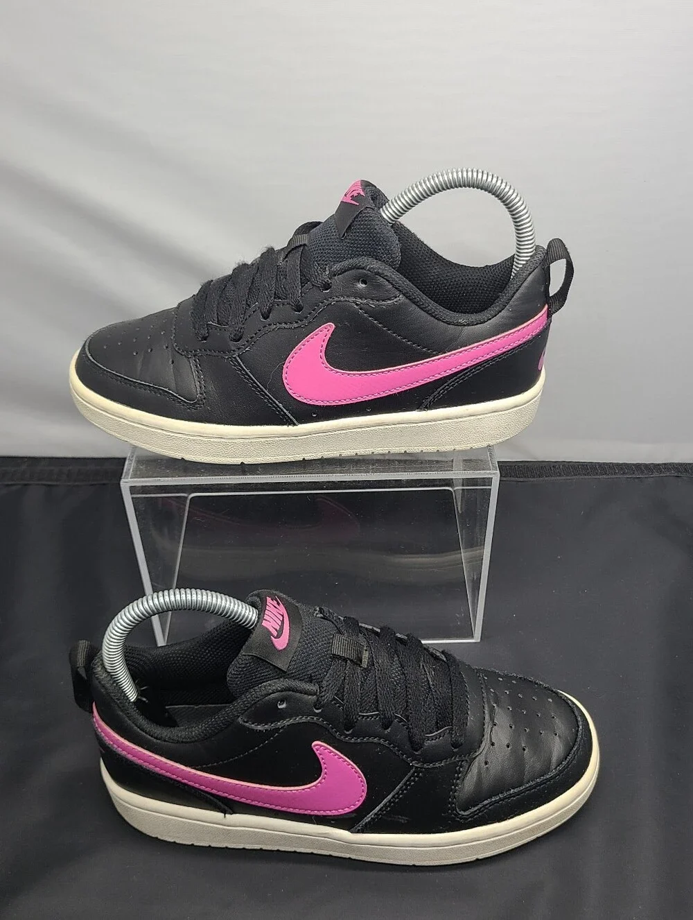 Nike Court Borough Low 2 GS 'Black Active Fuchsia Girl kids size 3.5Y